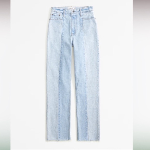 Abercrombie & Fitch The Ankle Straight Ultra High Rise Curve Love Jeans Two Tone - Picture 3 of 8